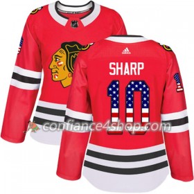 Adidas Maillot de Hockey Chicago Blackhawks Patrick Sharp 10 2017-2018 Rouge USA Flag Fashion Authentic - Femme